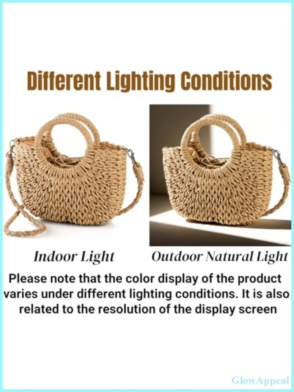 Boho Straw Handbag Semi-Circle Rattan Tote with Drawstring Closure
